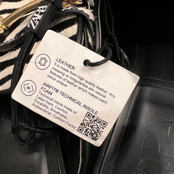 NEW ZARA Calf Hair Leather Zebra Print Mules Open Back Loafer - Picture 12 of 16